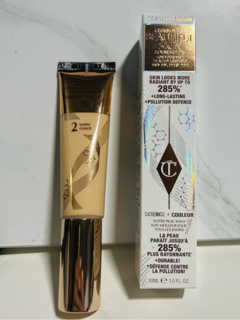Charlotte Tilbury Beautiful Skin Foundation 2 Warm 30ml NEW